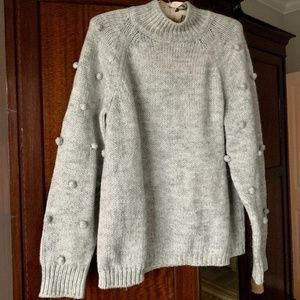 CeCe, Size S, Gray Acrylic Blend Mock Neck Sweater